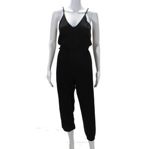 Jac Parker Womens V Neck Sleeveless Front Bow Tied Tapered Jumpsuit Black Size S